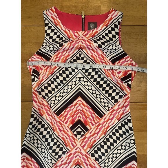 Vince Camuto Multicolor Geometric Print Sleeveless Sheath Pencil Dress Size 6 - Picture 5 of 10